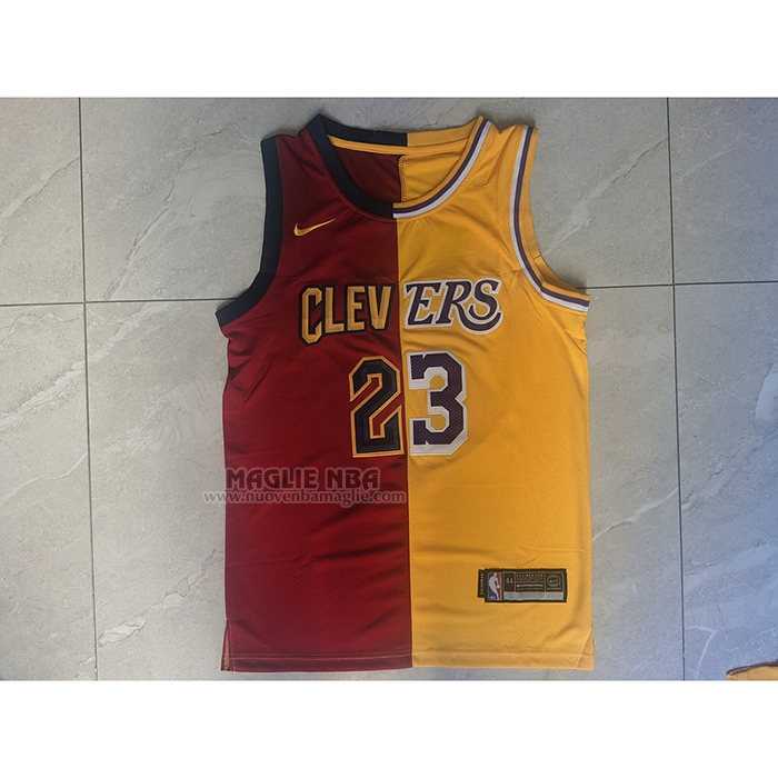 Maglia
 LeBron James NO 23 Cleveland Cavaliers Los Angeles Lakers Split Rosso
 Giallo

